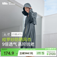 蕉下 女士长款凉感防晒衣防紫外线透气户外防晒服 深蓝灰 m码