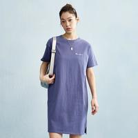 Champion 春夏女士刺绣草写logo短袖连衣裙T恤裙运动裙