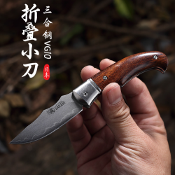 三本盛 日本进口VG10武生特钢水果刀锋利户外野营手工烤肉刀把玩