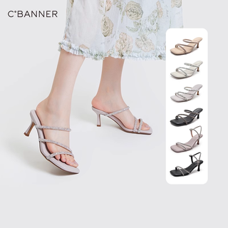 C.BANNER/千百度 静音系列细高跟凉拖鞋