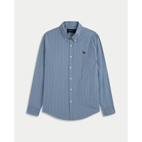 Abercrombie & Fitch 125-6044 经典小麋鹿图案 蓝色条纹 M码 男士衬衫