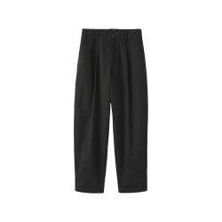 無印良品 MUJI 女式棉线丝光斜纹桶形裤 黑色