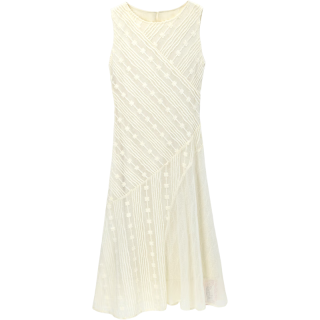谜秀 米杏色重工蕾丝鱼尾连衣裙 M码