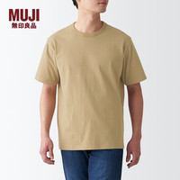 無印良品 MUJI 男式 粗棉线 天竺织 短袖T恤 打底衫男款 纯棉全棉 ABA18A2S 浅米色 XS 160/80A