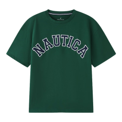 NAUTICA 男童女童纯棉透气短袖T恤 墨绿 170