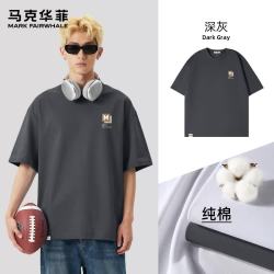马克华菲 双纱纯棉圆领短袖T恤 深灰 XL