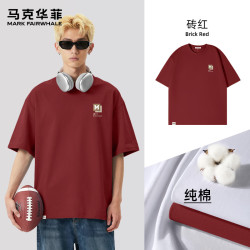 马克华菲 JMK艺术框框 100%棉 砖红 XL 男士T恤