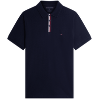 TOMMY HILFIGER 撞色门襟翻领合身短袖POLO衫