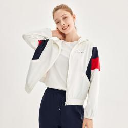 ELLE Active 撞色时尚女士运动外套休闲连帽户外风衣春秋防风开衫