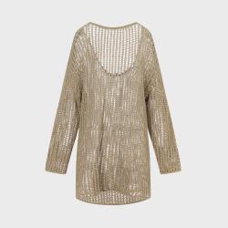 Massimo Dutti 女式亮色时髦洋气慵懒风垂直感两侧开叉U型领针织衫