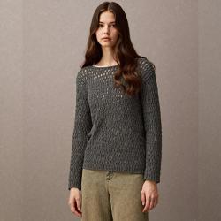 Massimo Dutti 女式时髦洋气复古休闲长袖圆领套头针织衫