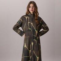 限尺码：Massimo Dutti 女式时尚休闲开叉拼色衬衫裙连衣裙