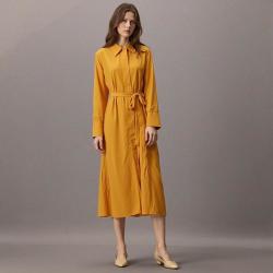 Massimo Dutti 女式纯色度假风镂空露背大裙摆休闲气质长袖长裙