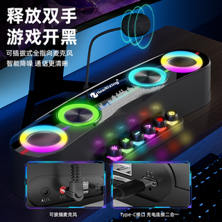 新乐欣 NR-555 蓝牙音箱 电竞麦克风氛围灯 黑色