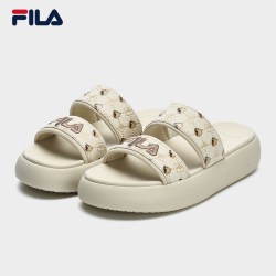 FILA 女鞋运动拖鞋沙滩鞋2024夏季凉拖魔术贴休闲甜甜圈 精灵棕/麦麸黄色-BS 38
