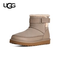 移动端：UGG 秋季女士舒适时尚保暖平底拼接休闲束带短筒雪地靴1174575