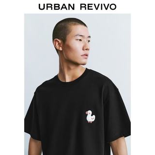 URBAN REVIVO UUY460020 棉质宽松 正黑 M 男士T恤