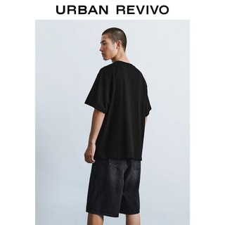 URBAN REVIVO UUY460020 棉质宽松 正黑 M 男士T恤