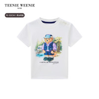 TEENIE WEENIE 小熊童装25年男女童亲子吸湿T恤打底衫 白色 男熊 130 cm