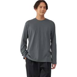 無印良品 MUJI 男式水洗天竺织圆领长袖T恤 中灰色 XL