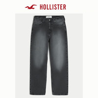 HOLLISTER 美式25秋冬季复古高街黑色水洗阔腿牛仔裤男装331-5380 水洗黑色