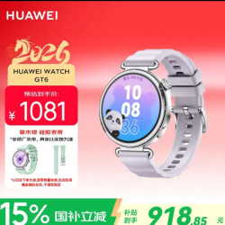 华为 WATCH GT 6 智能手表 41mm 流光紫 氟橡胶表带（北斗、GPS、血氧）