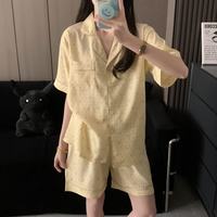 有只绵 波点翻领短袖短裤家居服套装 M
