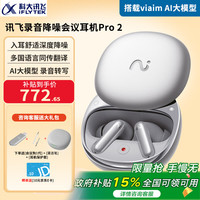 科大讯飞 入耳同传翻译耳机iFLYBUDS Pro2通话录音降噪会议办公无线蓝牙耳机录音实时转文字苹果安卓通幻影银