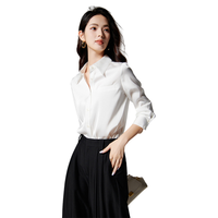 晚白 缎感软垂 女士衬衫