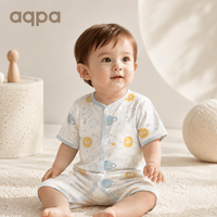 aqpa 婴儿纯棉连体衣婴幼儿爬服夏季新生宝宝衣服薄款哈衣 星际之旅