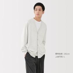 無印良品 MUJI 无印良品 男式 轻薄毛圈棉V领开衫 男款针织衫