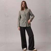 Massimo Dutti 女式格纹翻领单排扣西服外套