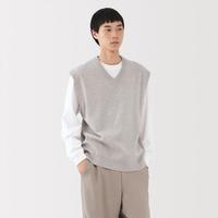 無印良品 MUJI 无印良品 男式 可水洗 米兰诺罗纹编织 背心冬季男装针织马甲