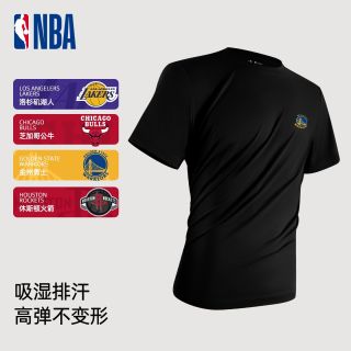 百亿补贴：NBA 凉感透气吸湿排汗 男士运动T恤  黑色