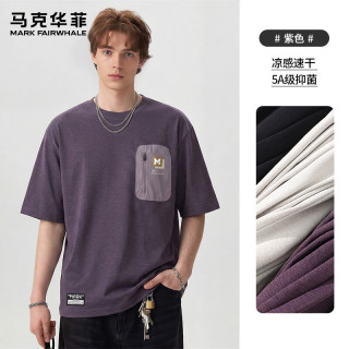  MARK FAIRWHALE/马克华菲 凉感速干 男士T恤 XL 【凉感速干】-紫#JMK艺术框框