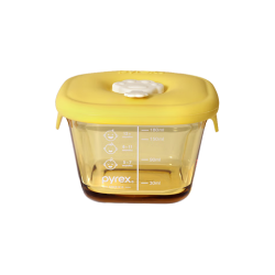 Pyrex 康宁全硅胶盖可蒸煮蛋羹玻璃辅食盒保鲜储存盒婴儿辅食 方形辅食盒210+240ml