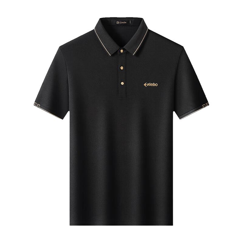 爱登堡 刺绣翻领 黑色 XL 男士POLO衫