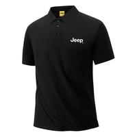 Jeep吉普 轻薄透气翻领Polo衫 纯黑 2XL 男士T恤