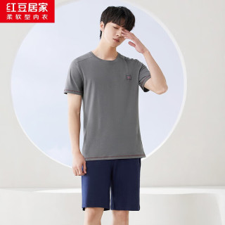 红豆男装 可外穿 男士纯棉短袖睡衣套装
