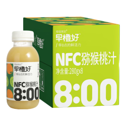 零度果坊 零度·果坊100%纯果汁NFC猕猴桃汁280g*8瓶整箱鲜果压榨聚餐饮料0脂肪出游饮
