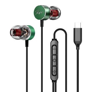 KERZY Type-C有线耳机HiFi音质音乐耳机三键线控听声辨位游戏耳机适用于手机平板笔记本绿色1米2