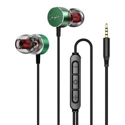 KERZY 有线耳机3.5mm圆口入耳式HiFi音质音乐耳机三键线控听声辨位游戏耳机适用于手机平板等绿色1米2