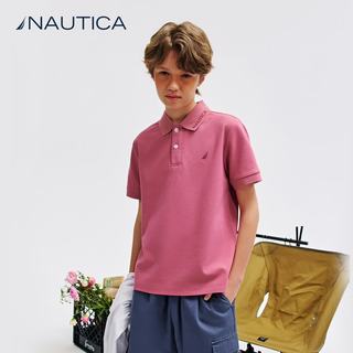 NAUTICA 诺帝卡 凉感丝芙珠地 桃红 120cm 儿童短袖POLO衫