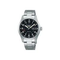 SEIKO 精工 手表 新5号系列日韩表黑盘钢带机械男士腕表 SRPJ81K1