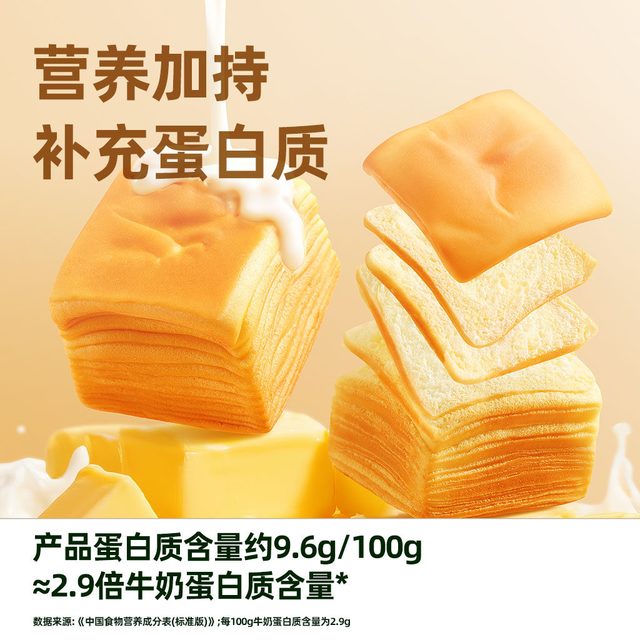 今日必买：三只松鼠 臻选千层小吐司面包 安佳黄油款 540g/礼盒装
