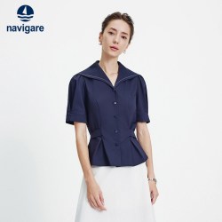 navigare 女士修身休闲短袖衬衫