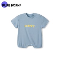 pureborn 婴儿连体衣男女宝宝爬爬服夏季婴幼儿轻薄透气爬服柔软舒适