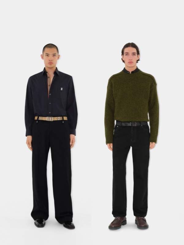 BURBERRY 【意大利工坊】小牛皮格纹织物双面两用腰带男士 两色可选