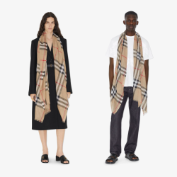 BURBERRY 【空调房必备】经典格纹丝毛混纺轻盈围巾 两色可选