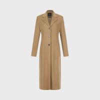 Massimo Dutti 女式舒适柔软含羊毛慵懒休闲翻领开叉长款毛呢大衣